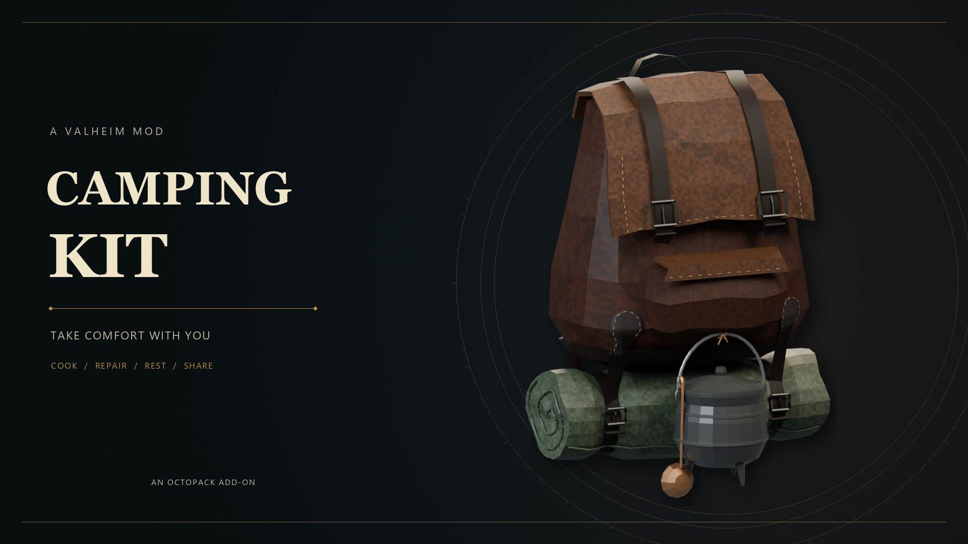 OctoPack Camping Kit studio cover featuring its camping equipment